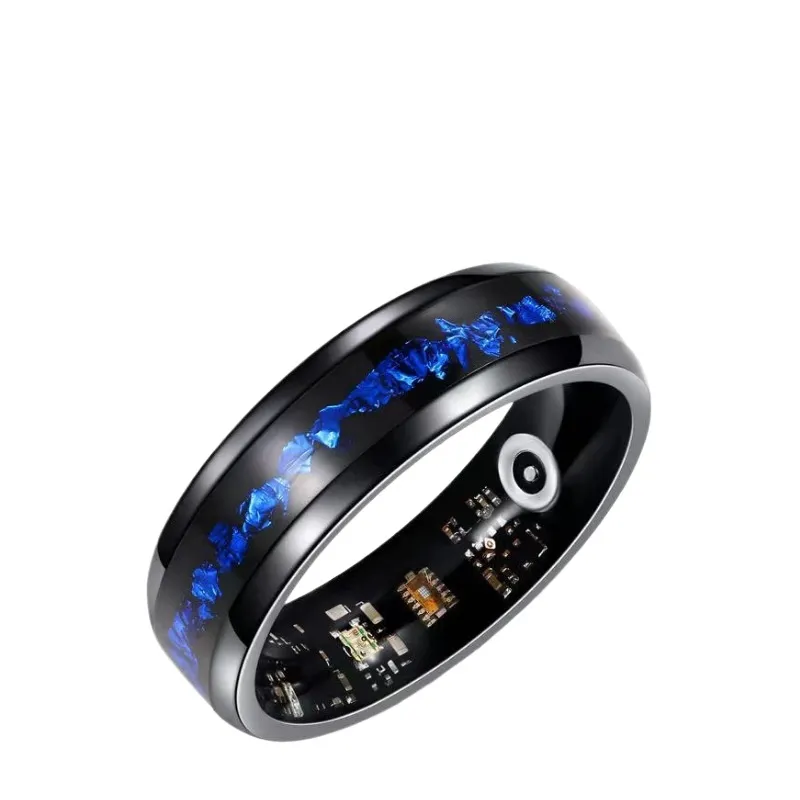 Smart Watch - Akıllı Yüzük Mavi Altın Varak Tasarımlı